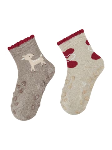 Sterntaler ABS Krabbelsocken 2er-Pack Kitz in braun mel.
