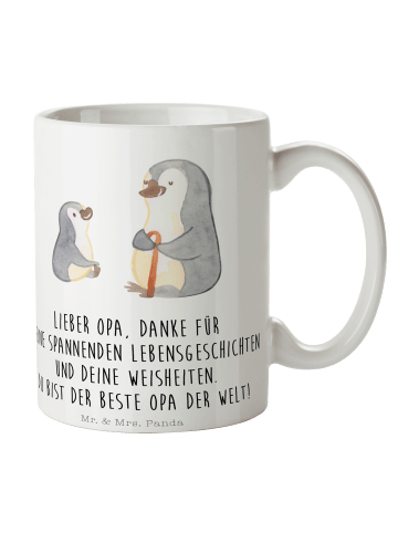 Mr. & Mrs. Panda Kaffeebecher Pinguin Opa Enkel mit Spruch in Weiß