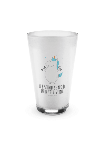 Mr. & Mrs. Panda Latte Macchiato Glas Einhorn Fitness mit Spruch in Transparent