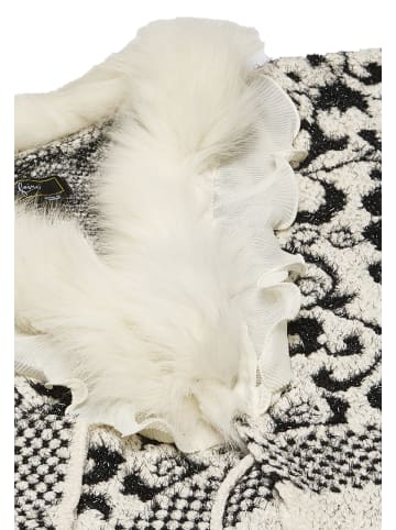 faina Damen Strickjacke in Wollweiss Schwarz