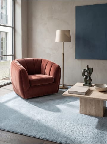 KADIMA DESIGN Teppich Hochflor Uni rutschhemmend weich wohnlich Wohnzimmer gemütlich in Blau