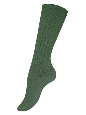 Cotton Prime® Trachtensocken 2 Paar, mit Zopfmuster in Grün