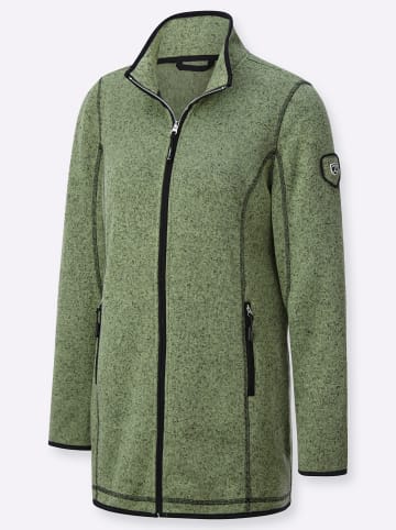 WITT WEIDEN Strick-Fleecejacke in eucalyptus-schwarz-gemustert