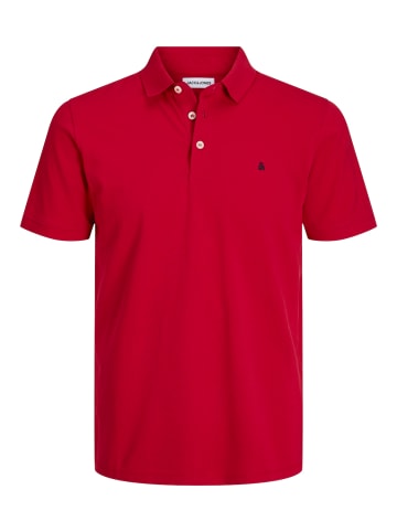 Jack & Jones Polo Shirt JJEPAULOS Sommer Hemd Kragen Pique Cotton in Rot-2