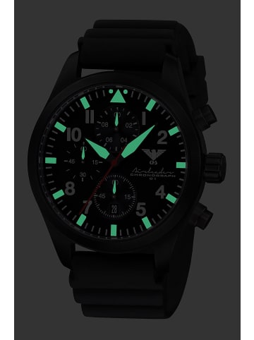KHS Herrenuhr Airleader Chronograph Schwarz mit Taucherband