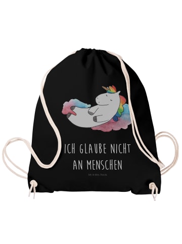Mr. & Mrs. Panda gym rucksack Einhorn Wolke 7 mit Spruch in Schwarz