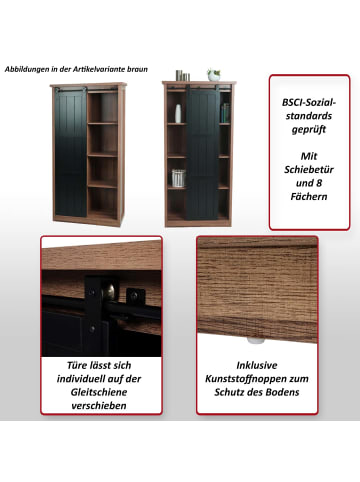 MCW Schrank K75 mit Schiebetüre und 8 Staufächer, Braun