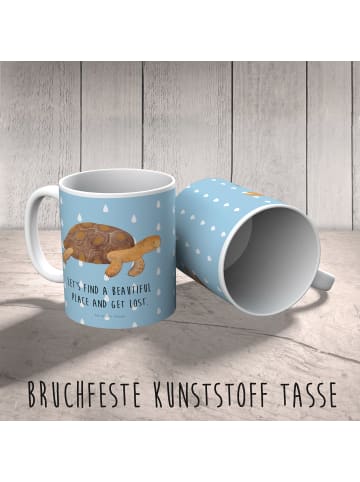 Mr. & Mrs. Panda Camping Tasse Schildkröte MHerzieren mit Spruch in Blau Pastell