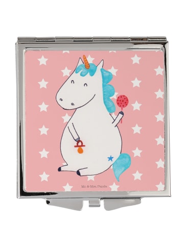 Mr. & Mrs. Panda Schminkspiegel Einhorn Baby ohne Spruch in Rot Pastell