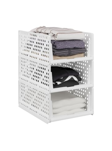 relaxdays 3 x Schrank Organizer in Weiß - (B)33,5 x (H)18 x (T)43,5 cm