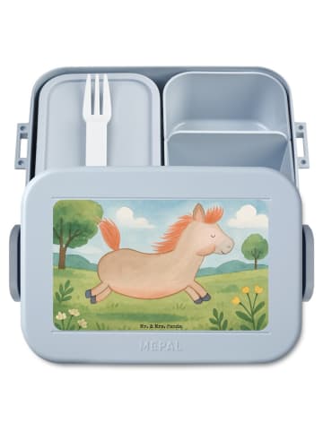 Mr. & Mrs. Panda Snackbox Pferd Springen Design ohne Spruch in Blau Pastell