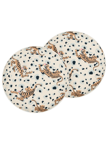 Beliani 2er-Set Gartenkissen ARENZANO in Bunt/Beige/Blau