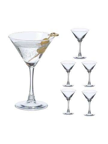 relaxdays 6 x Martini Glas in Transparent - 140 ml