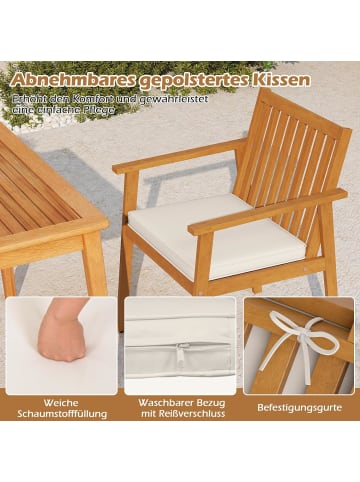 COSTWAY Gartenstühle Akazienholz 2er Set in Braun