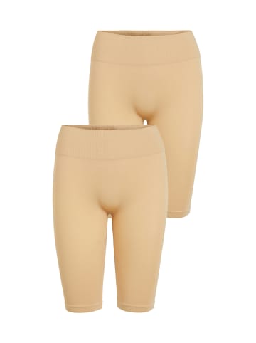 Vila Leggingshorts 2er-Set Figurformend Gerippter Bund in Sand