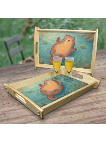 Mr. & Mrs. Panda Dekotablett Otter Umarmen Design ohne Spruch in Weiß