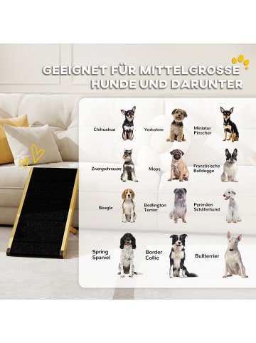 Pawhut Hunderampe Natur+Schwarz 83,5L x 35B x 47,5H cm