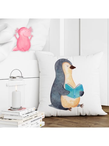 Mr. & Mrs. Panda Kopfkissen Pinguin Buch ohne Spruch in Weiß