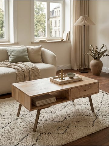 KADIMA DESIGN Couchtisch | Mango/Metall, 95x42x50cm, Schublade