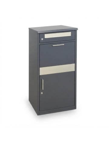 relaxdays Briefkasten in Dunkelgrau/ Silber - (B)50 x (H)112 x (T)37 cm