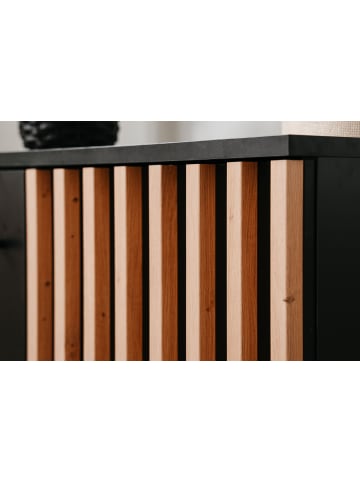 Furn.Design Sideboard schwarz, Eiche Artisan 160 cm, Kommode mit viel Stauraum