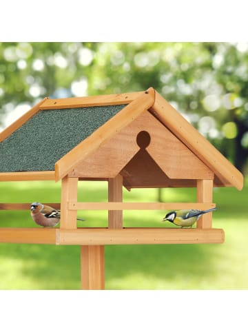 relaxdays Vogelfutterhaus in Natur/ Grün - (B)62 x (H)120 x (T)55 cm