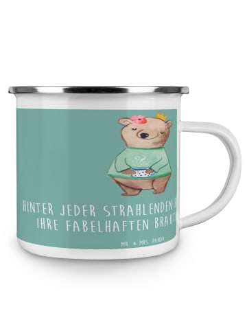 Mr. & Mrs. Panda Camping Emaille Tasse Fabelhafte Brautjungfern ... in Meeresbrise