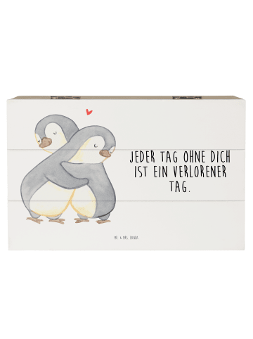 Mr. & Mrs. Panda Geschenkbox Pinguine Kuscheln mit Spruch in Weiß