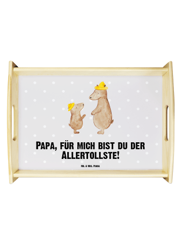 Mr. & Mrs. Panda Serviertablett Bären mit Hut mit Spruch in Grau Pastell