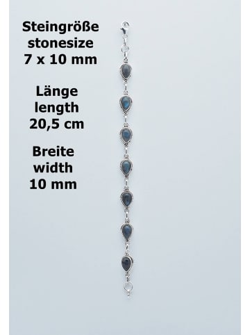 mantraroma 925er Silber - Armbänder (L) 20,5 cm mit Labradorit