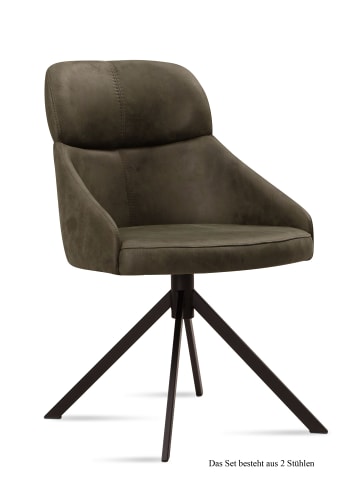 58 aufm Kessel ESSZIMMERSTUHL (2er-Set) Deanna 52x82x63 Schwarz/Khaki