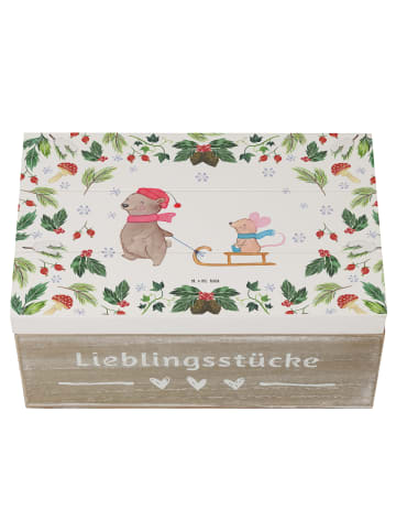 Mr. & Mrs. Panda Holzkiste Bär und Maus Schlitten ohne Spruch in Weiß