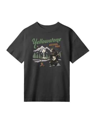 F4NT4STIC T-Shirt US National Parks Yellowstone Bear Playing Banjo in off black