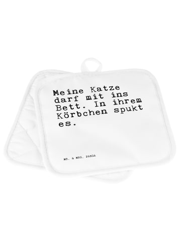 Mr. & Mrs. Panda Ofenhandschuhe Meine Katze darf mit... mit Spruch in Weiß