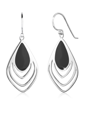 Elli Ohrringe 925 Sterling Silber Feder, Oval in Schwarz