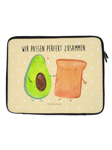 Mr. & Mrs. Panda Laptop Hülle Avocado Toast mit Spruch in Gelb Pastell