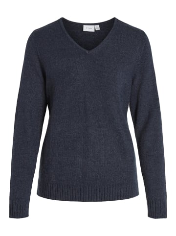 Vila Dünner Strickpullover Basic Stretch Sweater VIRIL in Dunkelblau