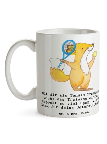 Mr. & Mrs. Panda Kaffeebecher Tennis Trainerin Spaß mit Spruch in Weiß