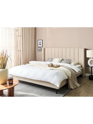 Beliani Doppelbett VILLETTE in Beige/Schwarz - (W) 205 x (H) 115 x (L) 222 cm