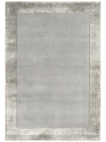 KADIMA DESIGN Teppich Wolle mit Viskose-Kombination, Einfarbig, Handarbeit in Silber