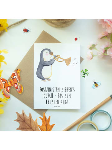 Mr. & Mrs. Panda Grußkarte Trombone Durchzieher mit Spruch in Weiß