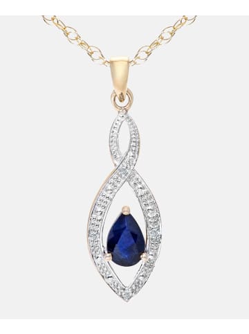 Diamant L'éternel Halskette mit Anhänger aus 375 Gelbgold mit Diamant mit Saphir