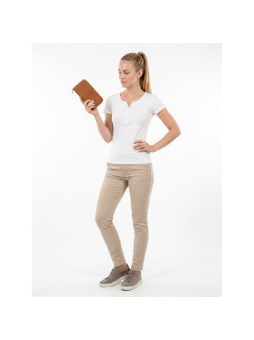 Zwei Mademoiselle Geldbörse 20 cm in nubuk cognac
