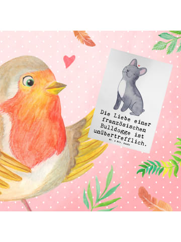 Mr. & Mrs. Panda Grußkarte Französische Bulldogge Liebe mit Spruch in Weiß