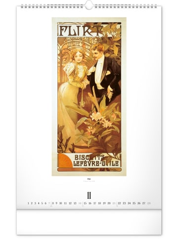 NOTIQUE Wandkalender 2027 in Alfons Mucha - 33 x 46 cm