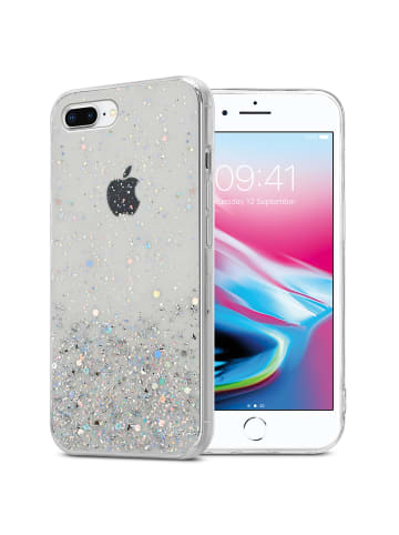 cadorabo Hülle für iPhone 7 PLUS / 7S PLUS / 8 PLUS in Transparent mit Glitter