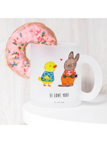 Mr. & Mrs. Panda Glas Tasse Ostern Freundschaft mit Spruch in Transparent