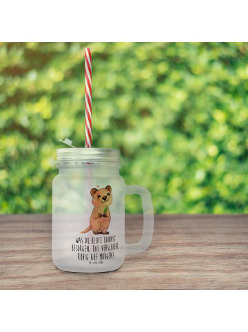 Mr. & Mrs. Panda Einmachglas Quokka Happy mit Spruch in Transparent
