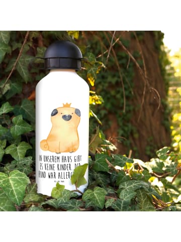 Mr. & Mrs. Panda Wasserflasche Mops Krone mit Spruch in Weiß