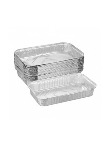 relaxdays 25 x Aluschalen in Silber - (B)31 x (H)4,5 x (T)21 cm